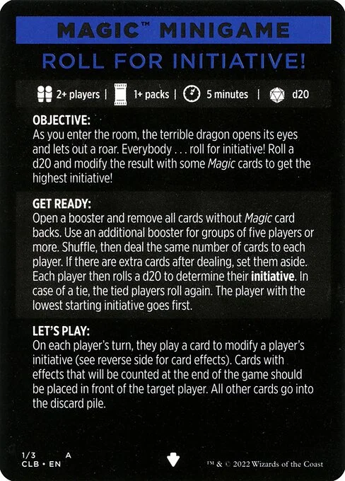 Roll for Initiative // Roll for Initiative (cont'd), carta Magic di tipo Card