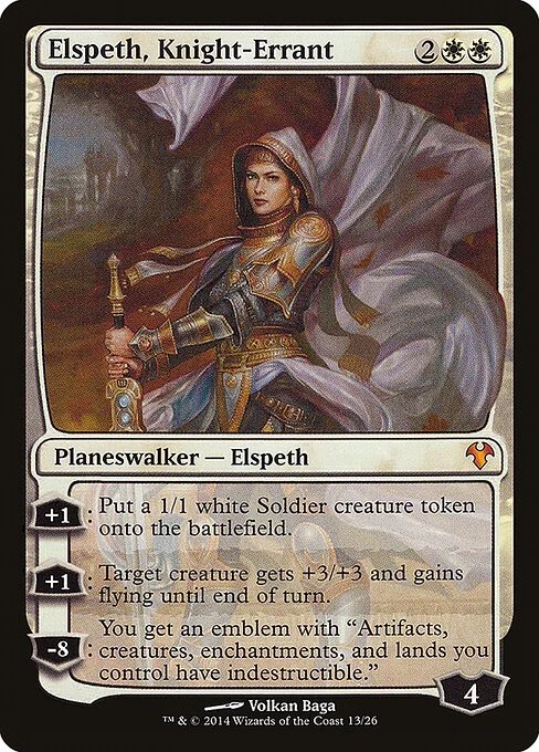 Elspeth, Knight-Errant, carta Magic di tipo Legendary Planeswalker — Elspeth illustrata da Volkan Baǵa
