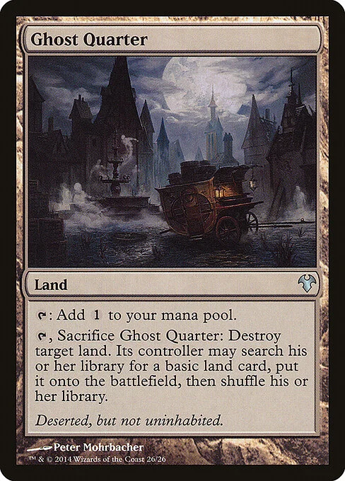 Ghost Quarter, carta Magic di tipo Land illustrata da Peter Mohrbacher
