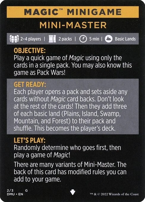 Mini-Master // Mini-Master (cont'd), carta Magic di tipo Card // Card