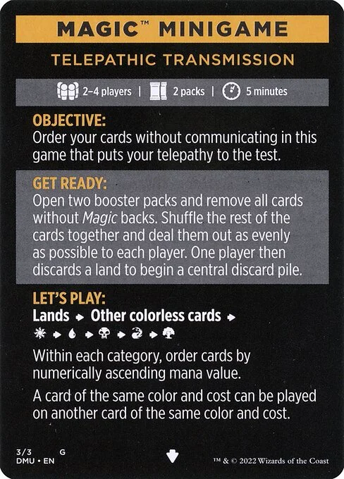 Telepathic Transmission // Telepathic Transmission (cont'd), carta Magic di tipo Card
