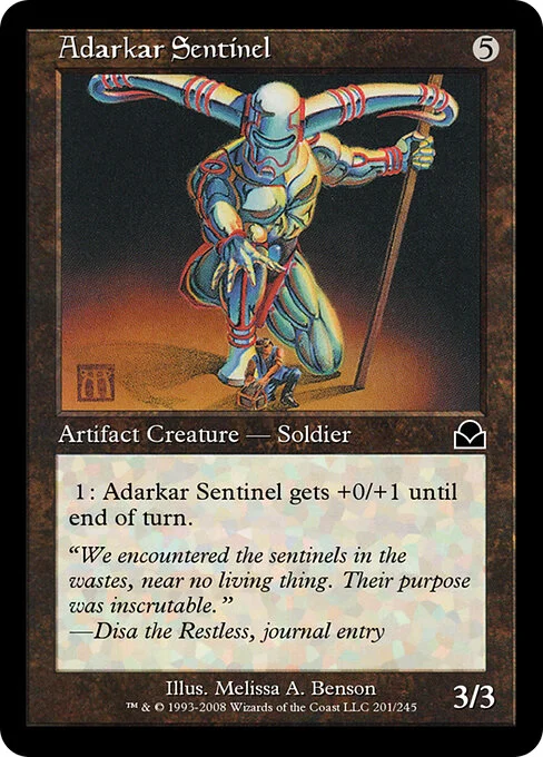 Adarkar Sentinel, carta Magic di tipo Artifact Creature — Soldier illustrata da Melissa A. Benson