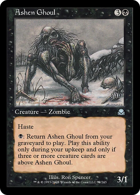 Ashen Ghoul, carta Magic di tipo Creature — Zombie illustrata da Ron Spencer
