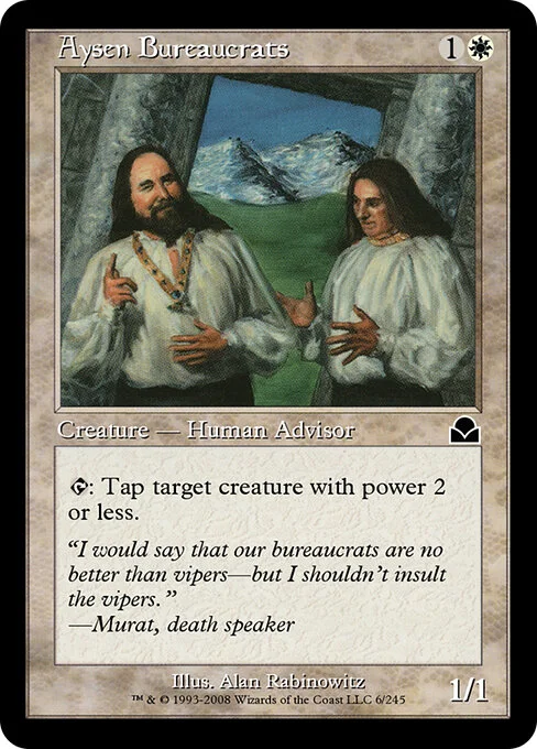 Aysen Bureaucrats, carta Magic di tipo Creature — Human Advisor illustrata da Alan Rabinowitz