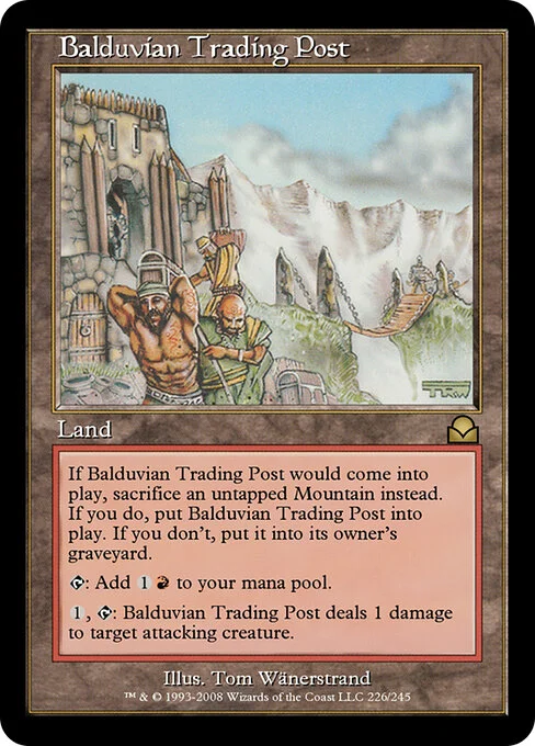 Balduvian Trading Post, carta Magic di tipo Land illustrata da Tom Wänerstrand