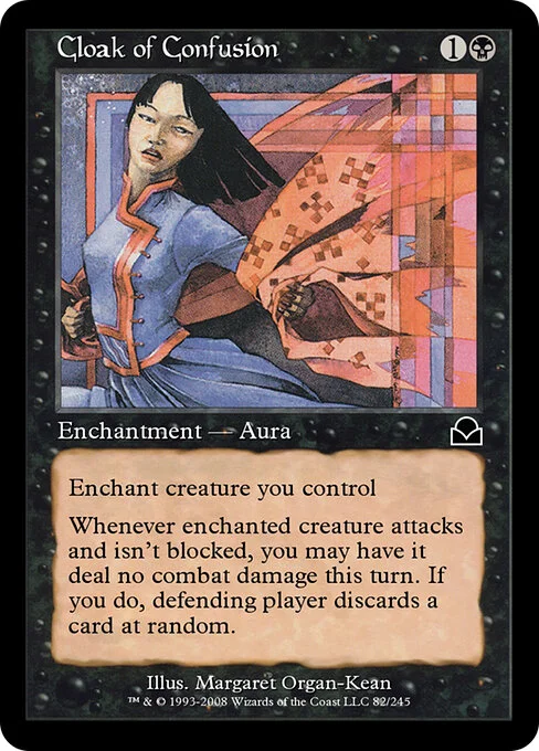 Cloak of Confusion, carta Magic di tipo Enchantment — Aura illustrata da Margaret Organ-Kean