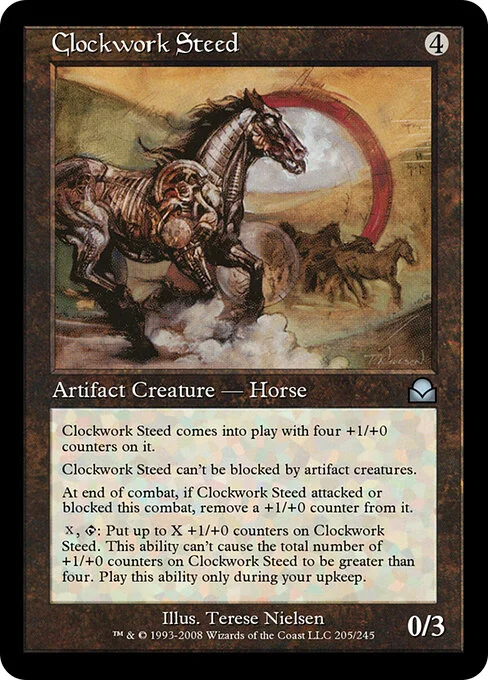 Clockwork Steed, carta Magic di tipo Artifact Creature — Horse illustrata da Terese Nielsen