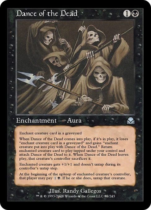Dance of the Dead, carta Magic di tipo Enchantment — Aura illustrata da Randy Gallegos