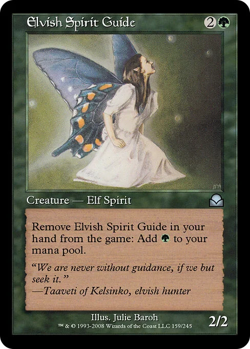 Elvish Spirit Guide, carta Magic di tipo Creature — Elf Spirit illustrata da Julie Baroh
