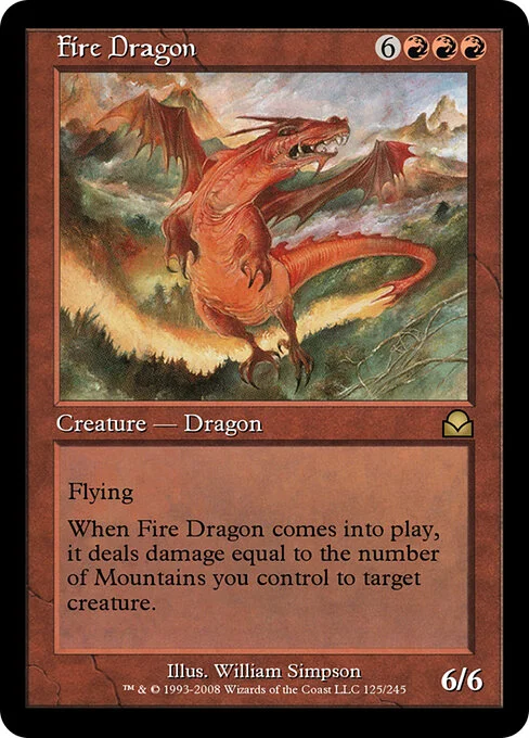 Fire Dragon, carta Magic di tipo Creature — Dragon illustrata da William Simpson