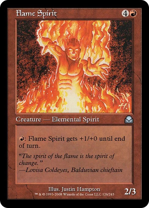 Flame Spirit, carta Magic di tipo Creature — Elemental Spirit illustrata da Justin Hampton