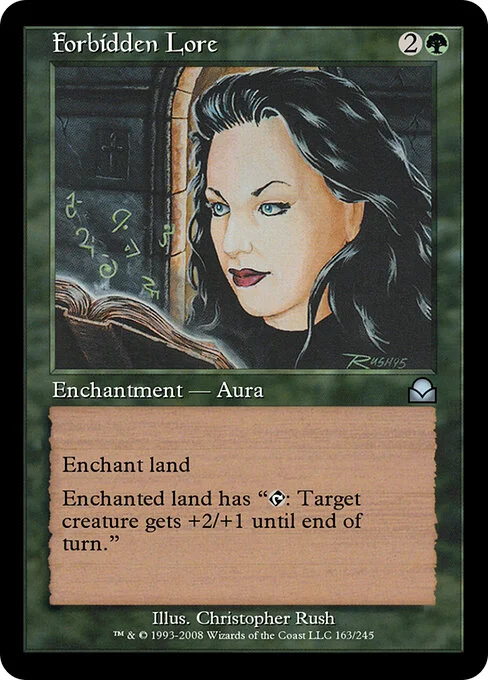 Forbidden Lore, carta Magic di tipo Enchantment — Aura illustrata da Christopher Rush