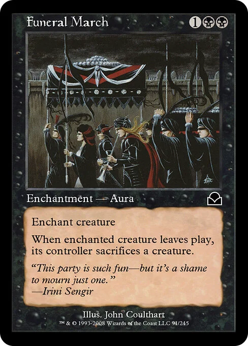 Funeral March, carta Magic di tipo Enchantment — Aura illustrata da John Coulthart