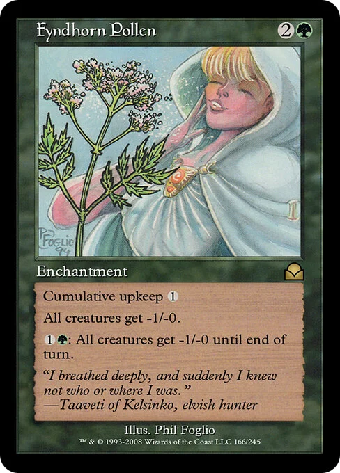 Fyndhorn Pollen, carta Magic di tipo Enchantment illustrata da Phil Foglio