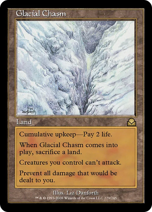 Glacial Chasm, carta Magic di tipo Land illustrata da Liz Danforth