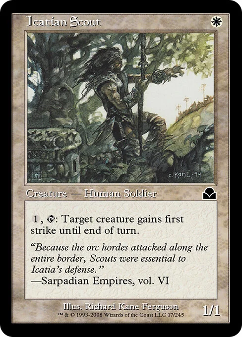 Icatian Scout, carta Magic di tipo Creature — Human Soldier Scout illustrata da Richard Kane Ferguson