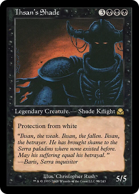 Ihsan's Shade, carta Magic di tipo Legendary Creature — Shade Knight illustrata da Christopher Rush