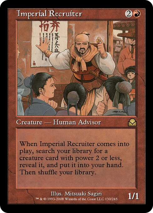 Imperial Recruiter, carta Magic di tipo Creature — Human Advisor illustrata da Mitsuaki Sagiri