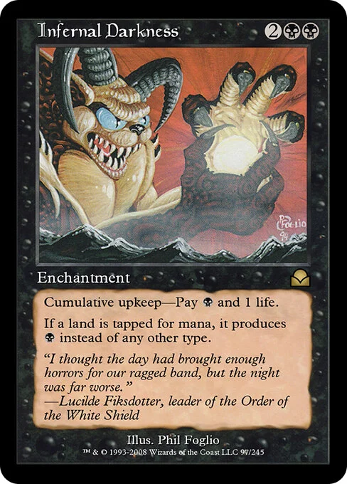 Infernal Darkness, carta Magic di tipo Enchantment illustrata da Phil Foglio