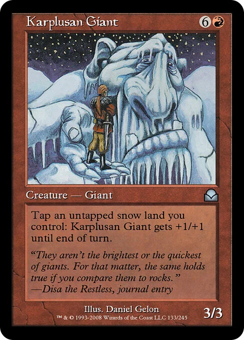 Karplusan Giant, carta Magic di tipo Creature — Giant illustrata da Daniel Gelon