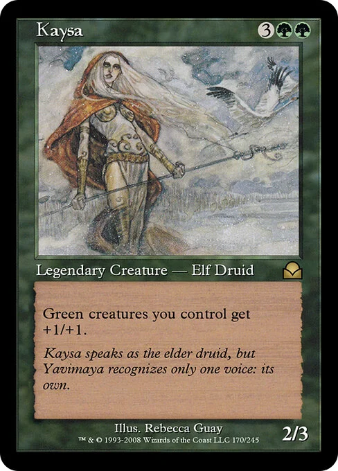 Kaysa, carta Magic di tipo Legendary Creature — Elf Druid illustrata da Rebecca Guay