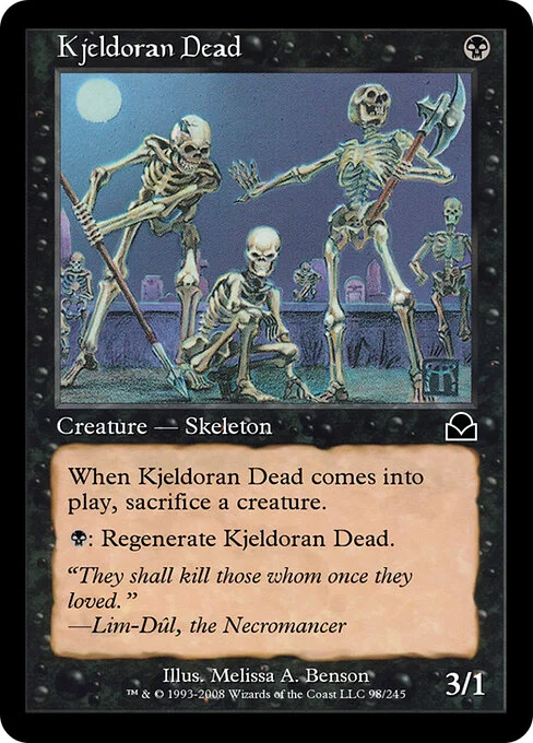 Kjeldoran Dead, carta Magic di tipo Creature — Skeleton illustrata da Melissa A. Benson