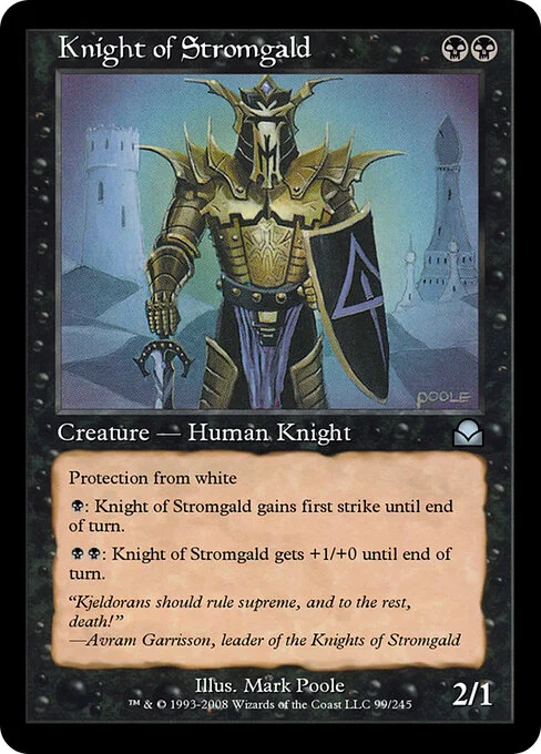 Knight of Stromgald, carta Magic di tipo Creature — Human Knight illustrata da Mark Poole