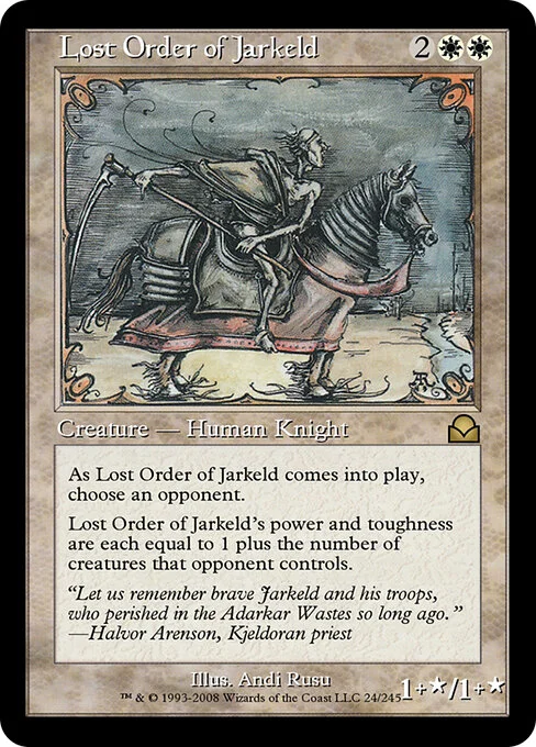 Lost Order of Jarkeld, carta Magic di tipo Creature — Human Knight illustrata da Andi Rusu