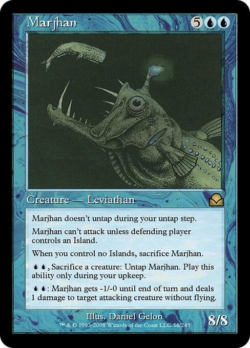 Marjhan, carta Magic di tipo Creature — Serpent illustrata da Daniel Gelon