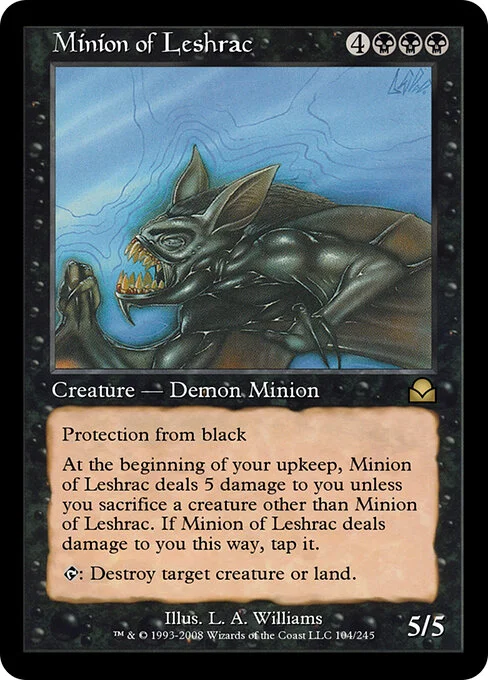 Minion of Leshrac, carta Magic di tipo Creature — Demon Minion illustrata da Allen Williams