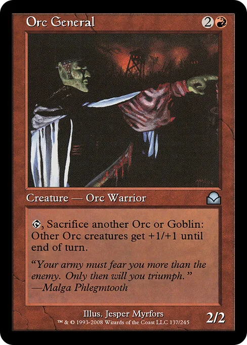 Orc General, carta Magic di tipo Creature — Orc Warrior illustrata da Jesper Myrfors