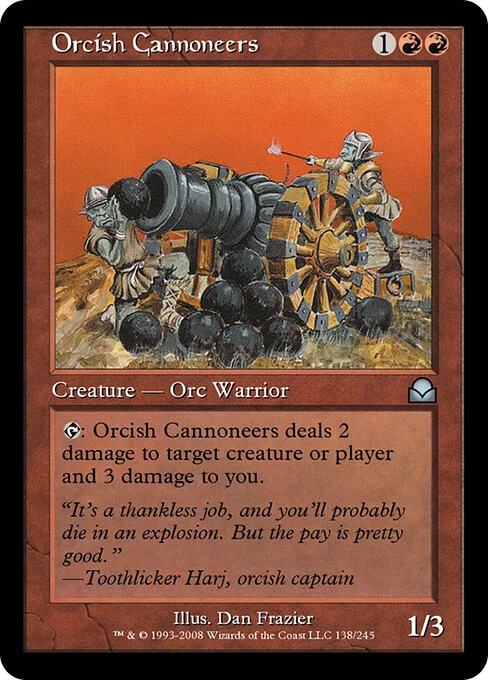 Orcish Cannoneers, carta Magic di tipo Creature — Orc Warrior illustrata da Dan Frazier