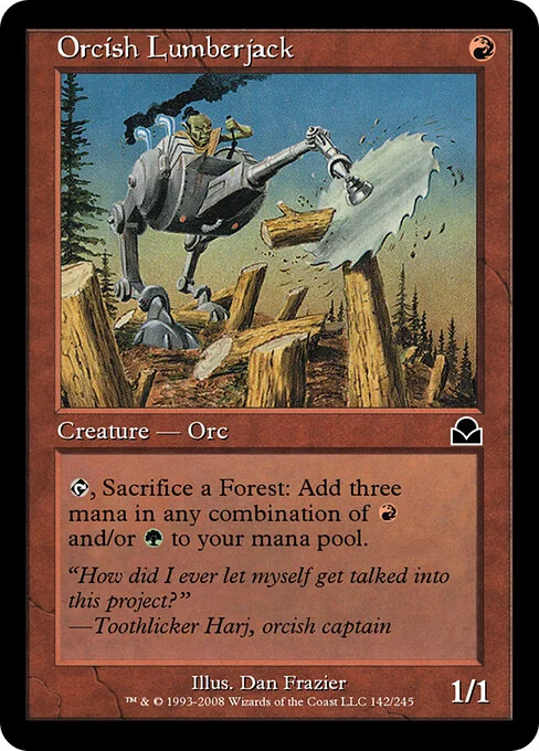 Orcish Lumberjack, carta Magic di tipo Creature — Orc illustrata da Dan Frazier