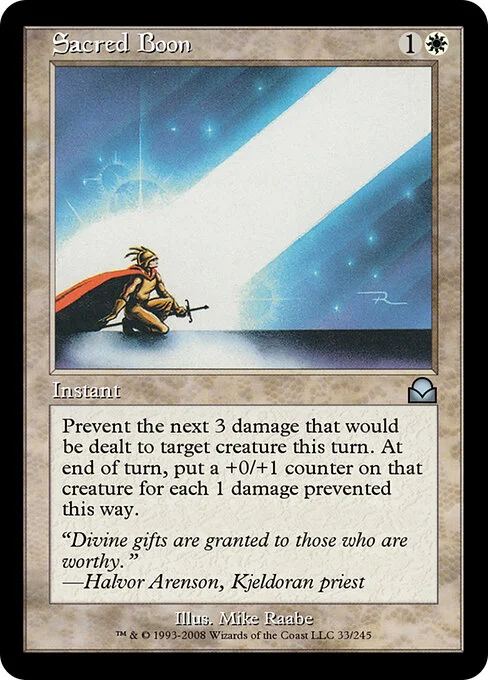 Sacred Boon, carta Magic di tipo Instant illustrata da Mike Raabe
