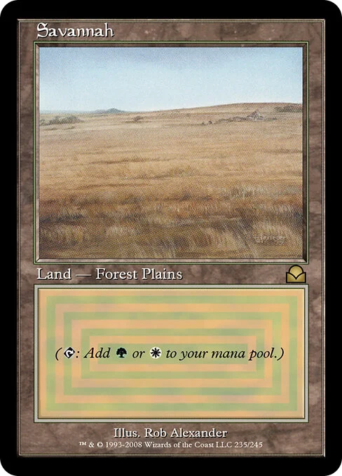 Savannah, carta Magic di tipo Land — Forest Plains illustrata da Rob Alexander