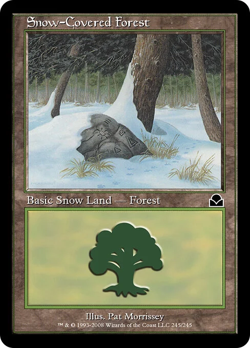 Snow-Covered Forest, carta Magic di tipo Basic Snow Land — Forest illustrata da Pat Lewis