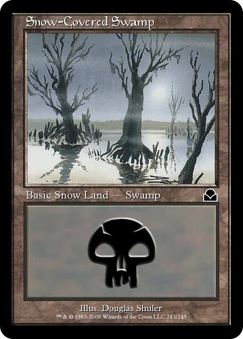 Snow-Covered Swamp, carta Magic di tipo Basic Snow Land — Swamp illustrata da Douglas Shuler