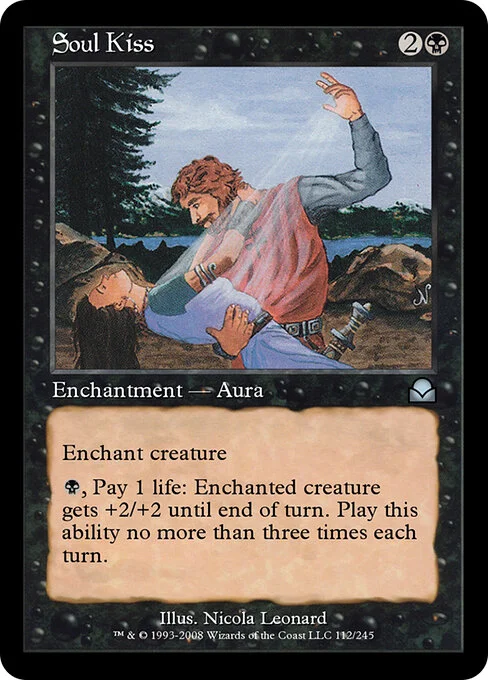 Soul Kiss, carta Magic di tipo Enchantment — Aura illustrata da Nicola Leonard