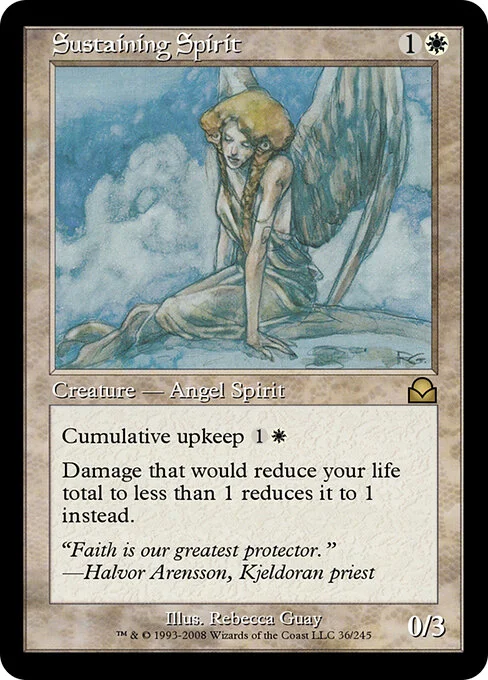 Sustaining Spirit, carta Magic di tipo Creature — Angel Spirit illustrata da Rebecca Guay