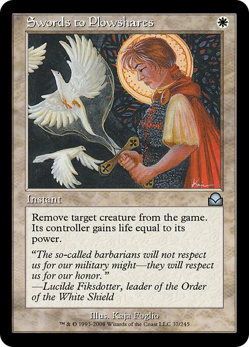 Swords to Plowshares, carta Magic di tipo Instant illustrata da Kaja Foglio