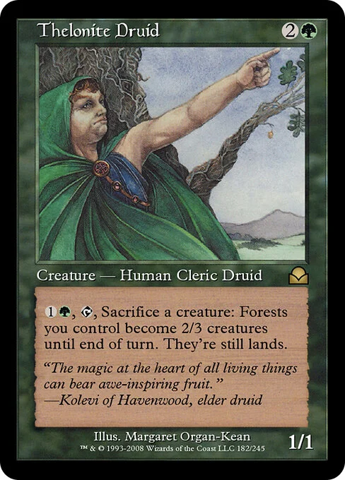 Thelonite Druid, carta Magic di tipo Creature — Human Cleric Druid illustrata da Margaret Organ-Kean