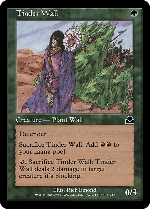 Tinder Wall, carta Magic di tipo Creature — Plant Wall illustrata da Rick Emond