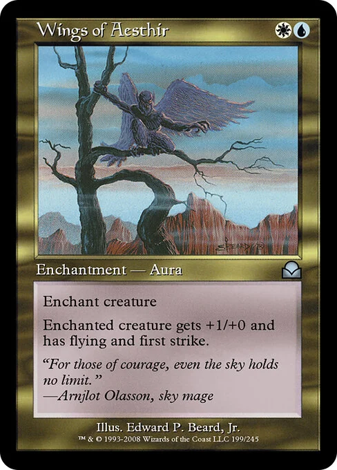 Wings of Aesthir, carta Magic di tipo Enchantment — Aura illustrata da Edward P. Beard, Jr.