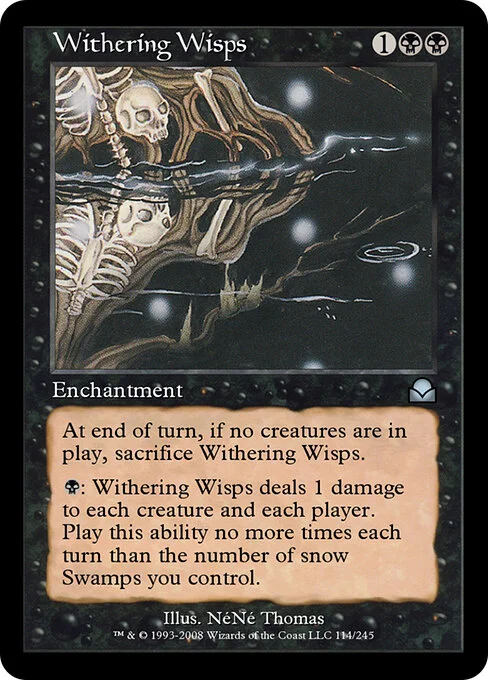 Withering Wisps, carta Magic di tipo Enchantment illustrata da NéNé Thomas