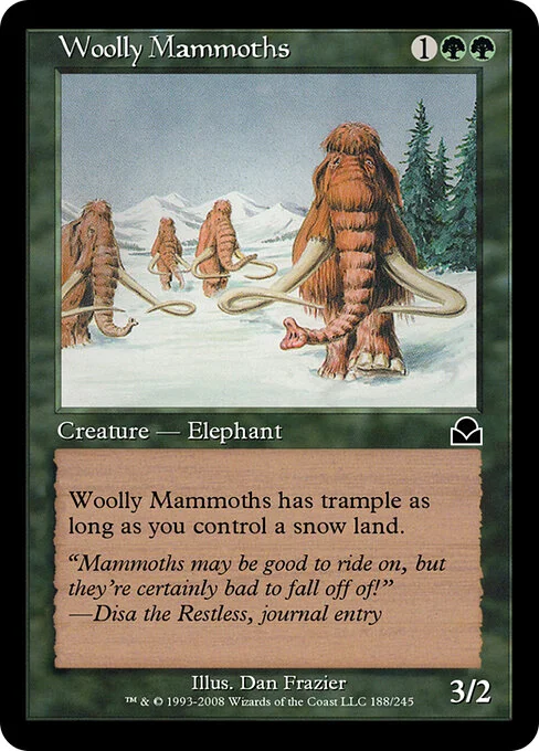 Woolly Mammoths, carta Magic di tipo Creature — Elephant illustrata da Dan Frazier