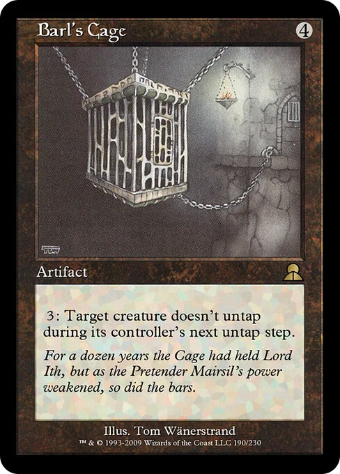Barl's Cage, carta Magic di tipo Artifact illustrata da Tom Wänerstrand