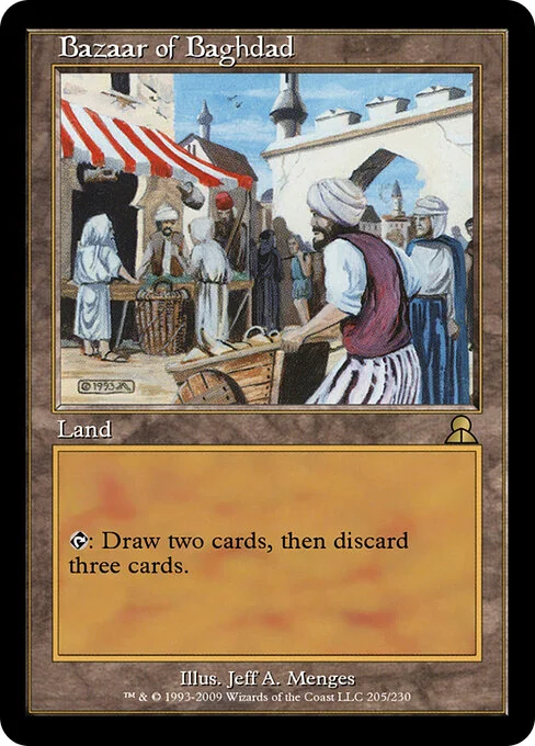 Bazaar of Baghdad, carta Magic di tipo Land illustrata da Jeff A. Menges