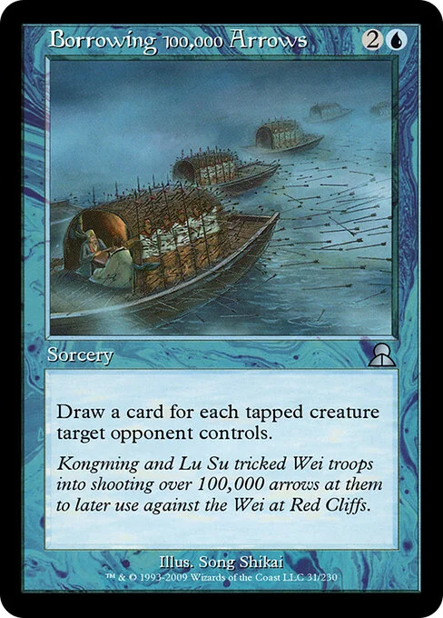 Borrowing 100,000 Arrows, carta Magic di tipo Sorcery illustrata da Song Shikai