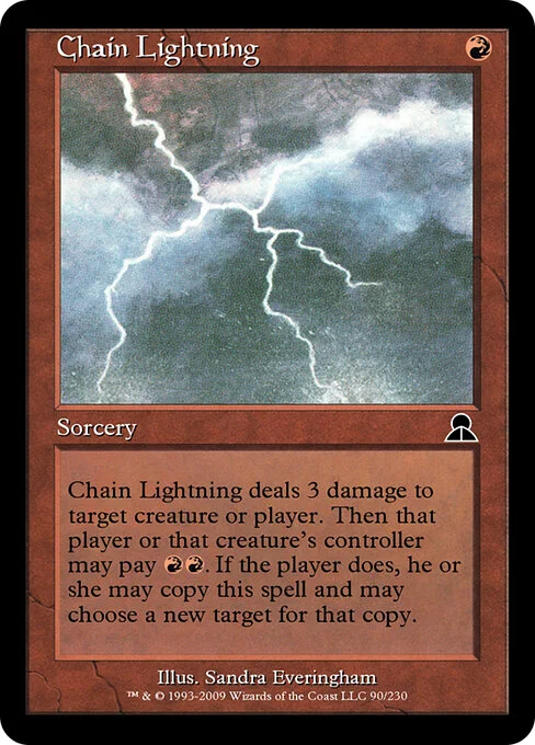 Chain Lightning, carta Magic di tipo Sorcery illustrata da Sandra Everingham