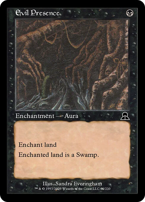 Evil Presence, carta Magic di tipo Enchantment — Aura illustrata da Sandra Everingham